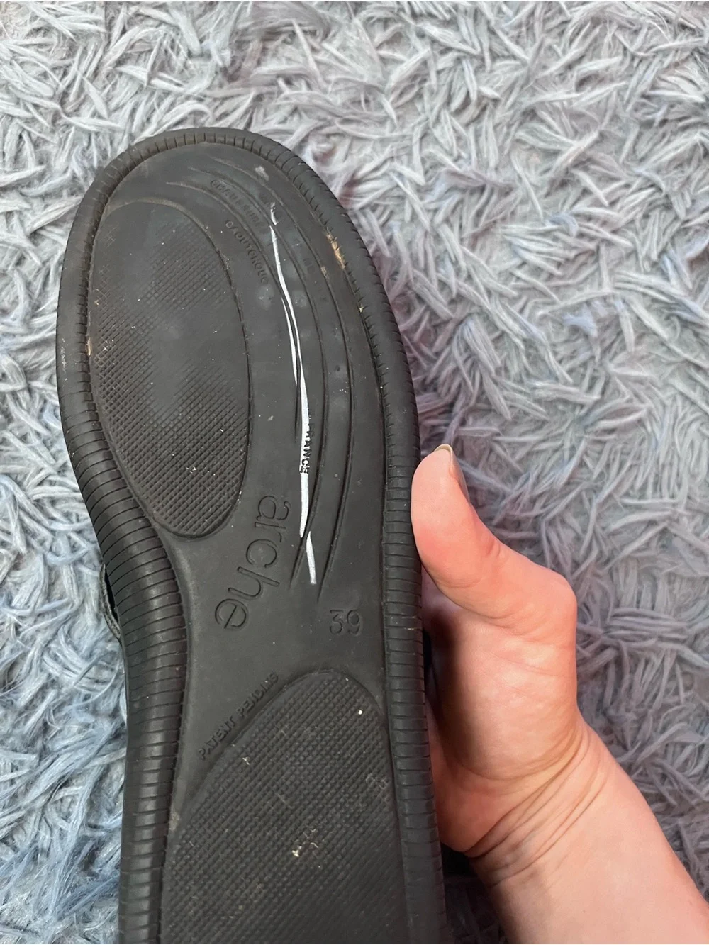 Arche Black Leather Suede Mary Jane Flats Made in France Size 8